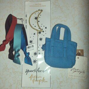 WT Free People Mini Caravan Bag Charm, FP Neoprene Hair Ties, & FP Sparkler